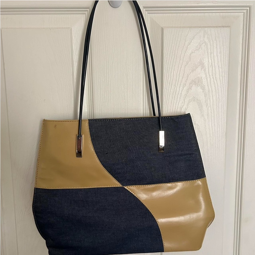 Vintage America Tan and Blue Shoulder Bag